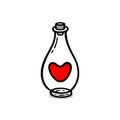 Vector hand drawn bottle with magic love potion.